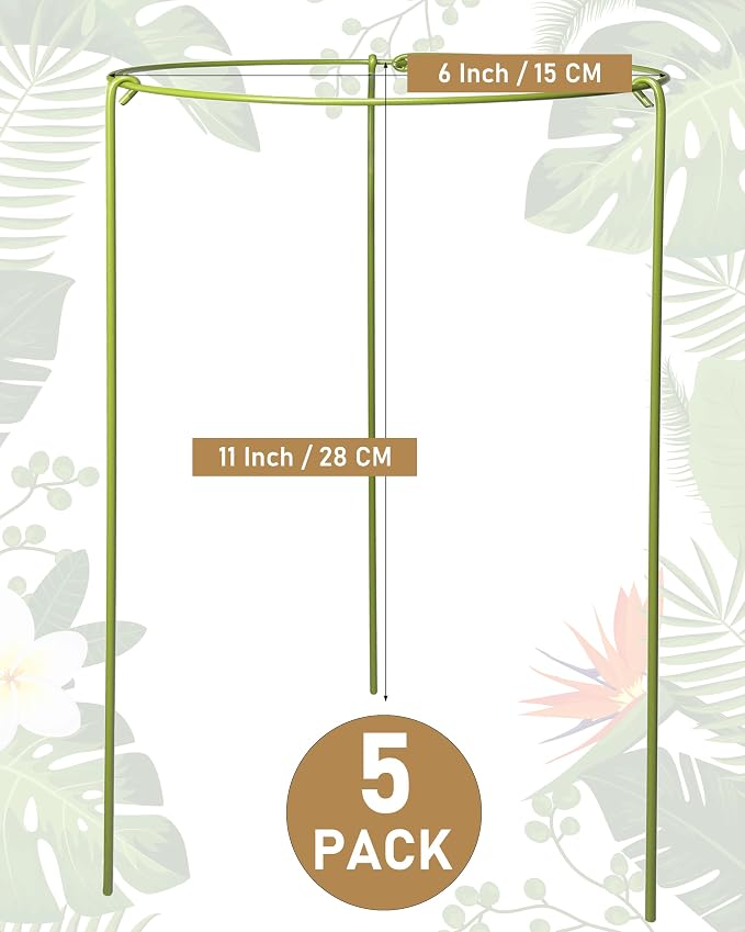 5-Pack Heavy Duty Plant Support Stakes, Metal Plant Ring Cages - Image 4