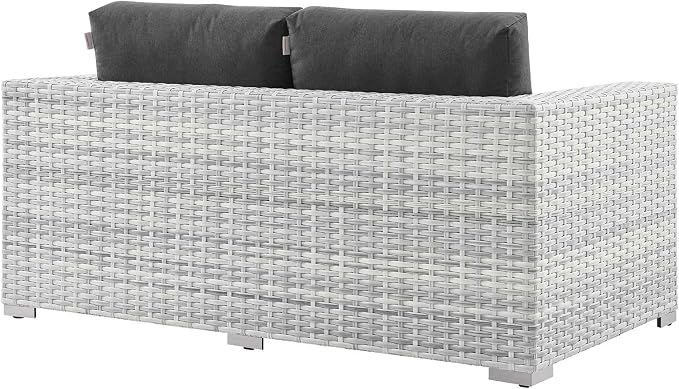 Modway Convene Wicker Rattan Outdoor Patio Loveseat in Light Gray Charcoal - Image 4
