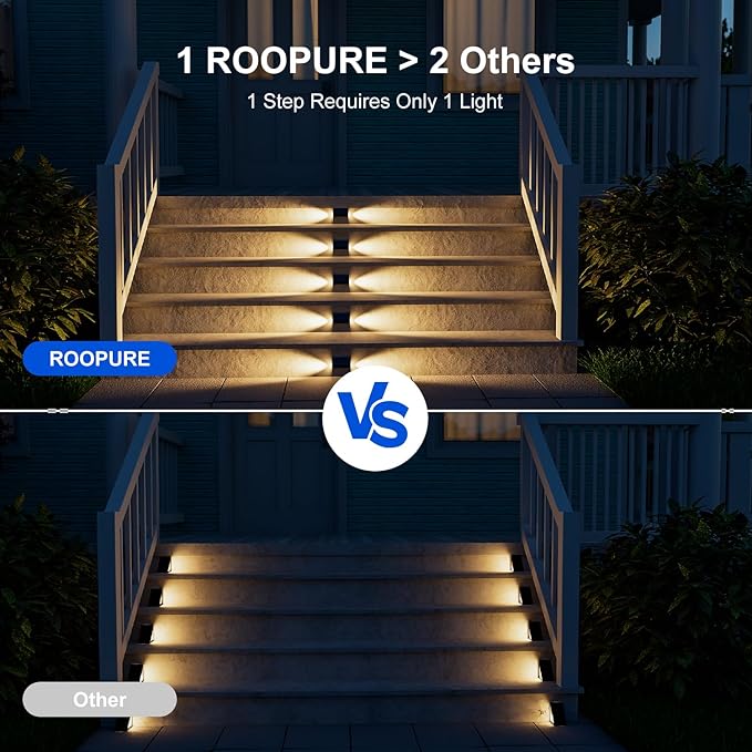 12 Pack Solar Powered Stair Lights Outdoor Waterproof Warm White Lamp - Image 3