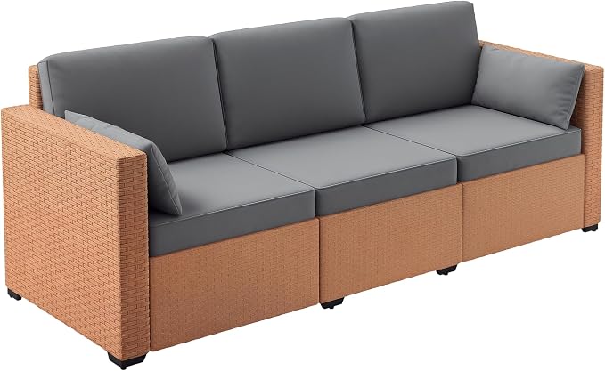 Outsunny Patio Couch PE Wicker Deep Seating Outdoor Sofa by Outsunny