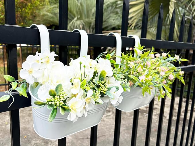 10" Hanging Flower Pots, Railing Planters Fence Pot - Image 2