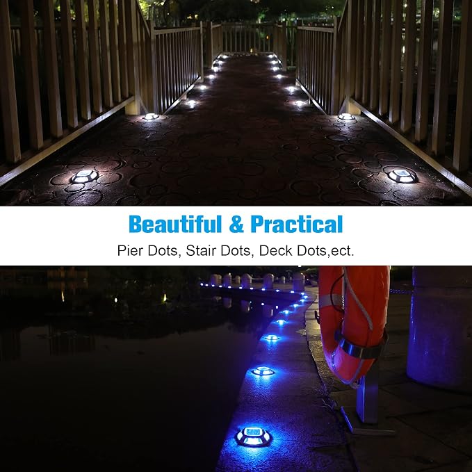 VOLISUN Solar Driveway Lights Dock Marine Lights 20 Pack, 2 Colors in 1 - Image 8