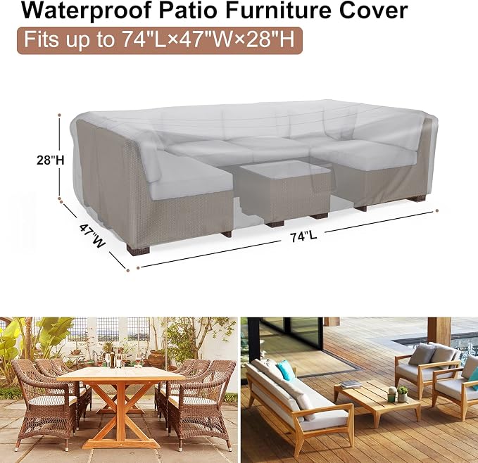Patio Furniture Set Cover Waterproof, Mrrihand Outdoor Sectional Sofa Set Cover - Image 2