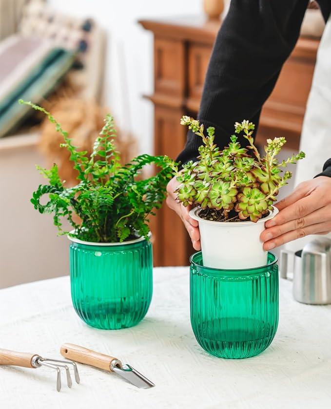 Josteve 4.5 Inch 2 Pcs Self Watering Hanging Planter Indoor Plant Pots Drainage - Image 3