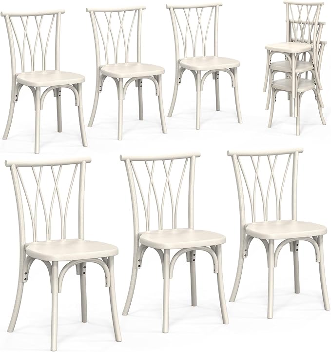 VINGLI Plastic Outdoor Dining Chairs Set of 6, Stackable Patio Dining Chairs by VINGLI