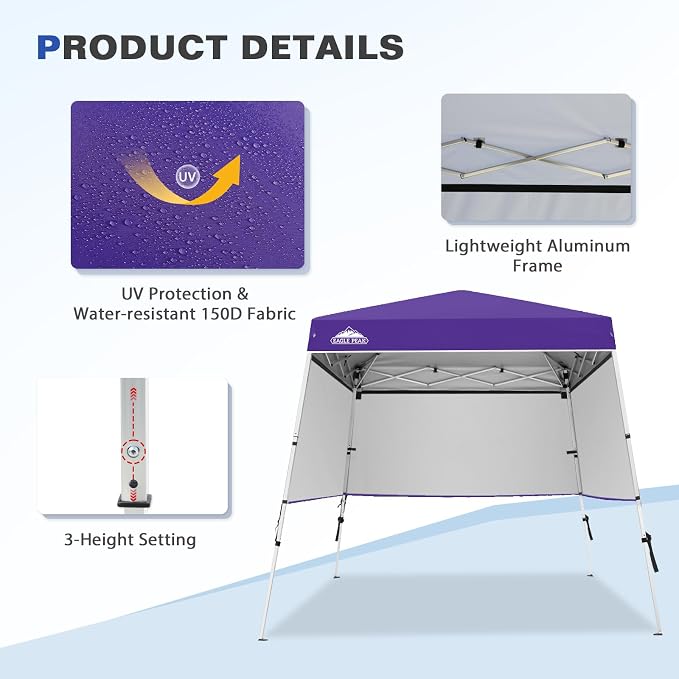 EAGLE PEAK Day Tripper 8x8 Aluminum Super-Lightweight Slant Leg Pop Up Canopy - Image 4