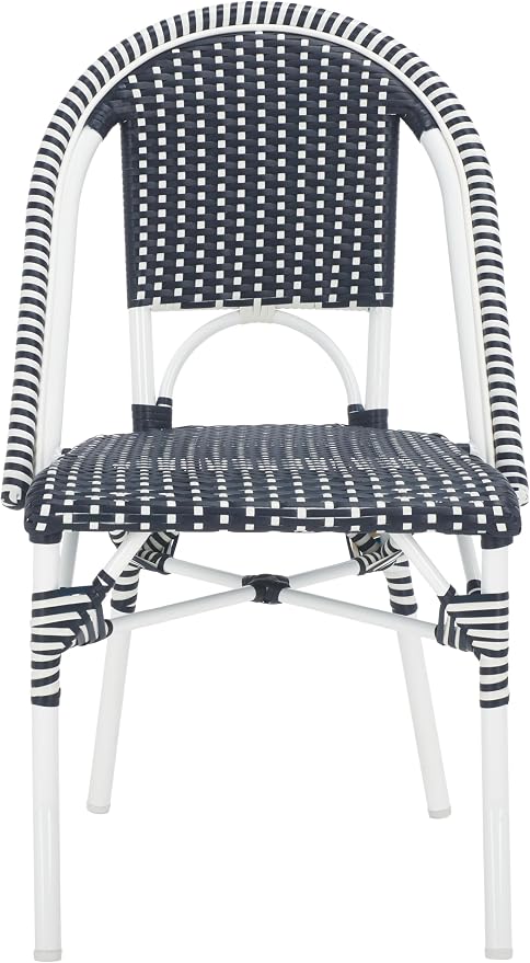 SAFAVIEH Outdoor Collection Torino Navy & White Parisian Bistro Chair Set of 2 - Image 7