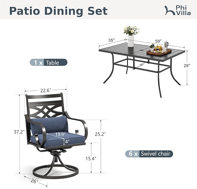 PHI VILLA 7 Pieces Outdoor Dining Set - Image 9