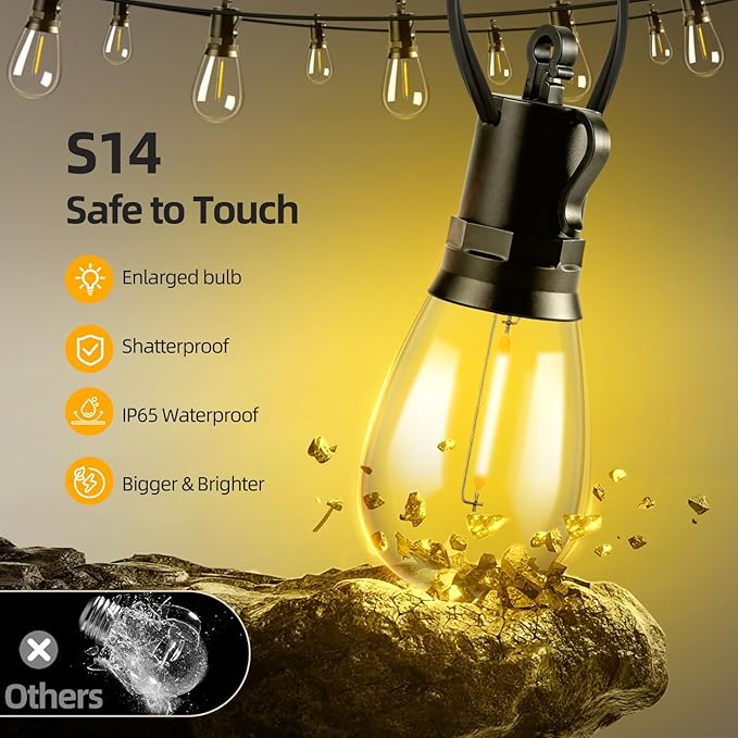 Solar Lights Outdoor Patio Lights: S14 15M 50FT Solar Powered Remote Control 3 - Image 6