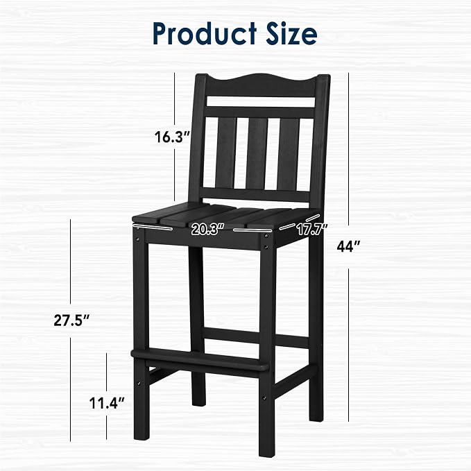 nalone Outdoor Bar Stools Set of 2, HDPE 44 Inch Tall Adirondack Chairs Bar - Image 3