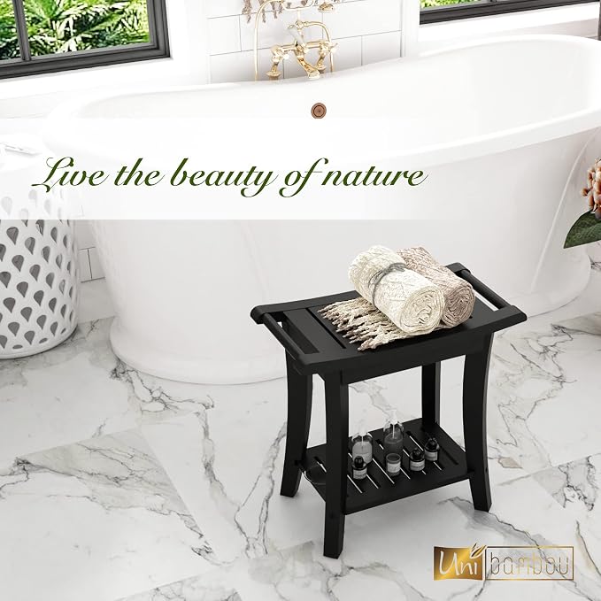 Bamboo Shower Bench Inside Shower Stool - Image 2