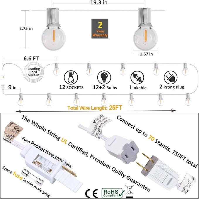 Outdoor Globe String Lights White - Image 2