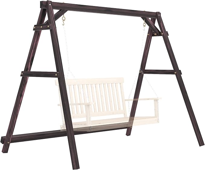 Outsunny 770lbs Porch Swing Frame, Heavy Duty A-Frame Wooden Swing Stand by Outsunny