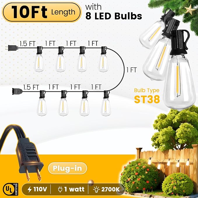 10FT Outdoor String Lights - Image 2