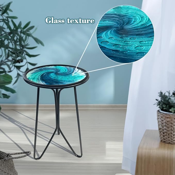 LIFFY Patio Side Table, Small Round End Table, Metal Side Table Outdoor - Image 4