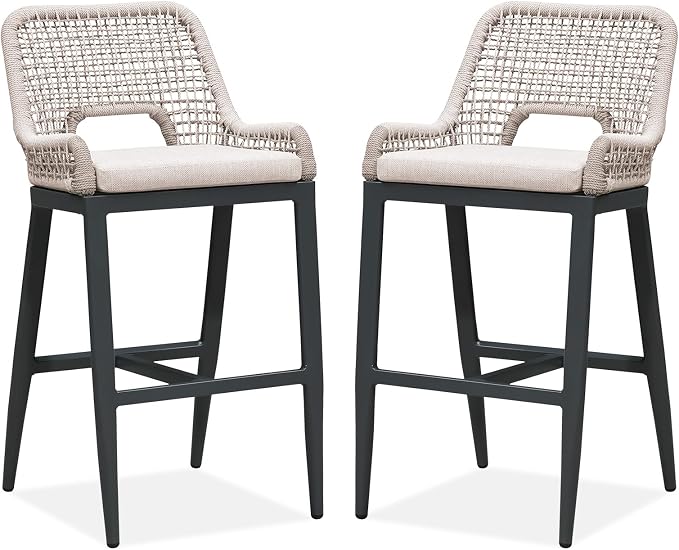 PURPLE LEAF Bar Stools Set of 2 Bar Height Metal Bar Chairs - Image 9