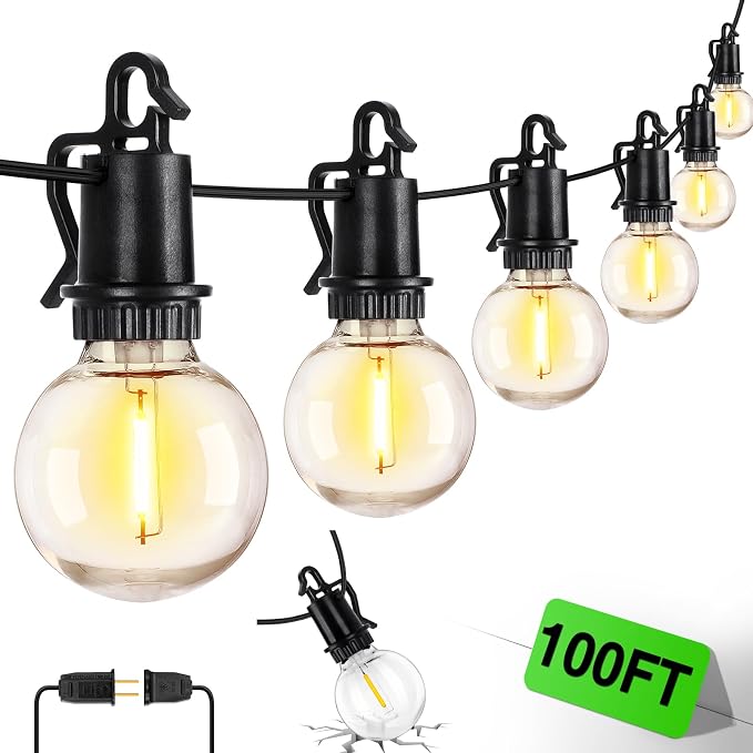 ZJOJO 100FT Outdoor String Lights, G40 Globe Outdoor Lights - Image 2