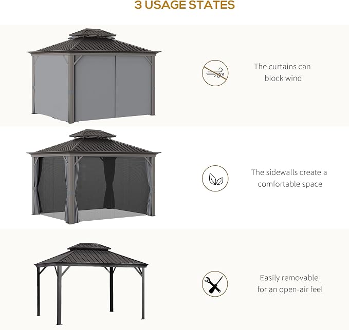 Outsunny 10' x 12' Hardtop Gazebo - Image 6