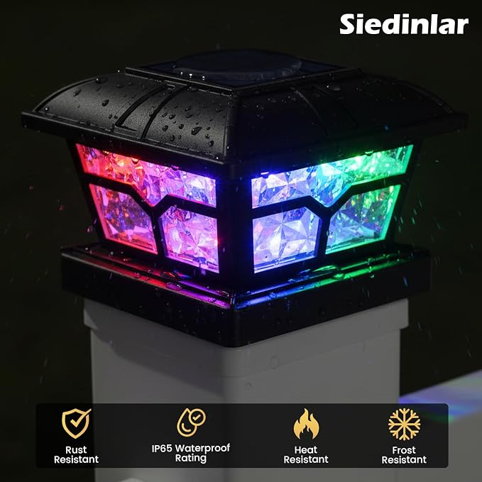SIEDiNLAR Solar Post Cap Lights Outdoor 2 Color Modes - Image 5