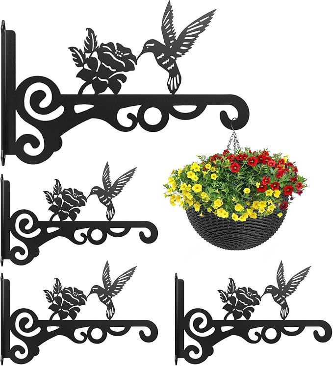4-Pack Aesthetic Wall Plant Hanger Indoor and Outdoor – 10 Inch Metal Hanging by Qiaomeiysp