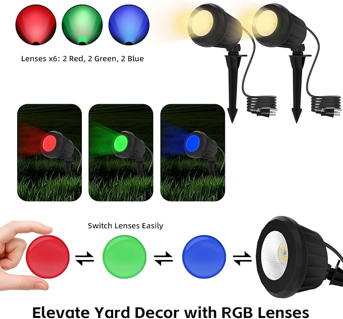 Spotlight Outdoor – 120V Plug-in, 2700K Warm White LED Landscape Spot Lights - Image 2