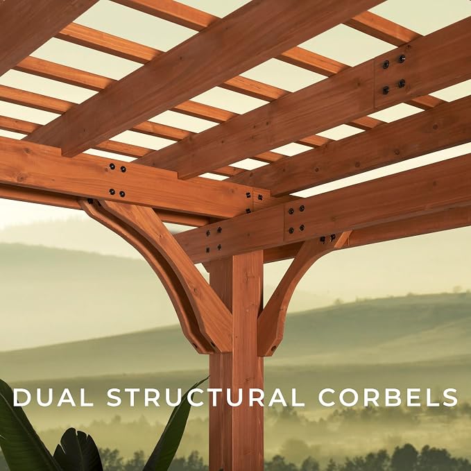 Backyard Discovery Beaumont 24' x 12' Traditional Cedar Wood Pergola Kit - Image 8