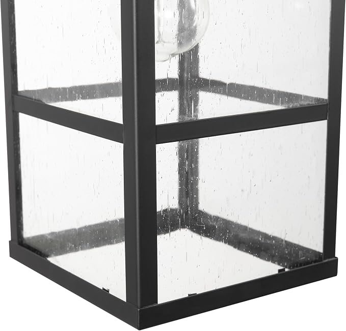GLOBE Electric 44802 1-Light Outdoor Wall Sconce, Matte Black, Seeded Glass - Image 6