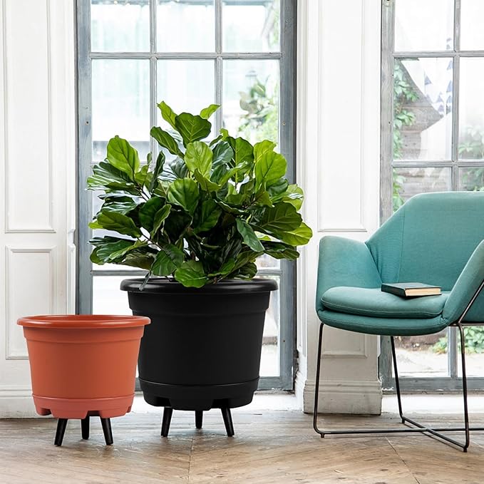 5 Pack 8.5 inch Plant Pot, Outdoor Flower Pots, Plastic pots - Image 5