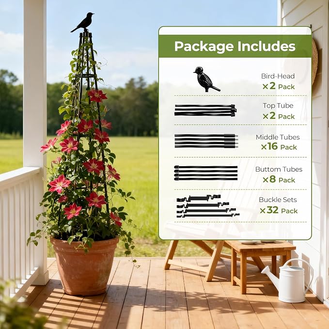 2 Pack Garden Trellis for Climbing Plants Outdoors, 65Inch Cucumber Trellis - Image 7