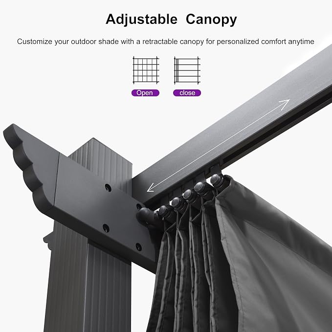 PURPLE LEAF 10' X 10' Outdoor Retractable Pergola - Image 4