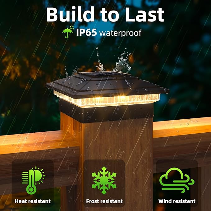 Post Cap Lights Outdoor 4pack, Waterproof Fence Post Solar Lights - Image 3