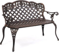 VINGLI 42.5" Patio Garden Bench Outdoor Metal Rose Loveseat, Cast Iron Cast by VINGLI