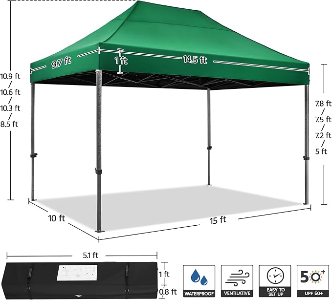 Yaheetech Heavy Duty Pop Up Canopy Tent, 10x15 Commercial Instant Shelter Tent - Image 4