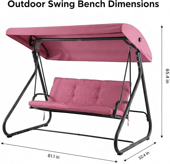 3-Seat Outdoor Convertible Swing Glider - Image 2