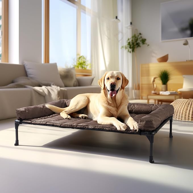 Veehoo Cooling Elevated Dog Bed Add Removable Waterproof Bolster Cushion Mat by Veehoo