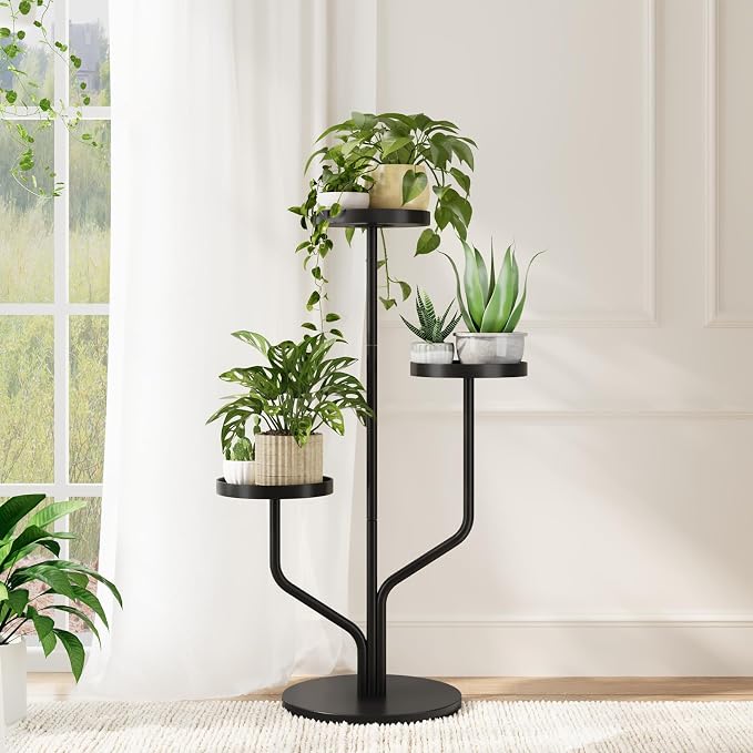 Bamworld 3 Tier Plant Stand Indoor Outdoor Metal Plant Shelf by Bamworld