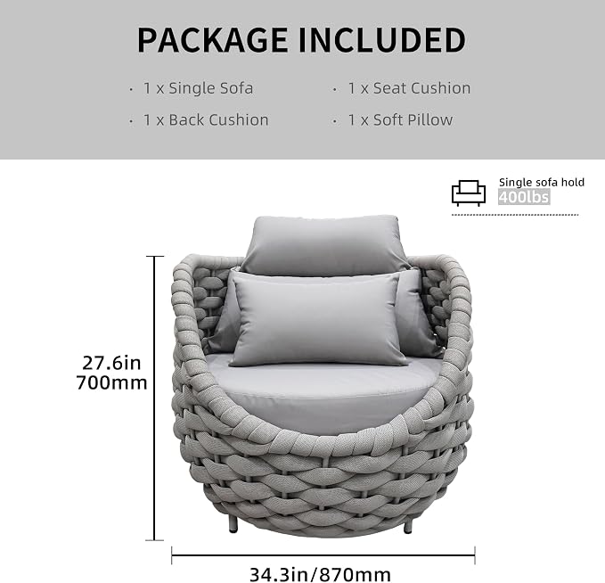 TWT 6 Pieces Patio Sofas, All-Weather Teslin Rope Balcony Furniture - Image 3