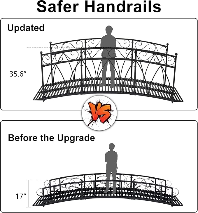 Kinlife 8 FT Metal Arch Garden Bridge – Heightened Patio Outdoor Bridge - Image 4