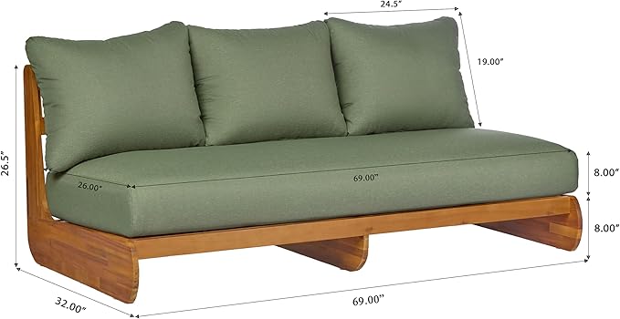 Christopher Knight Home Poppy Acacia Wood Outdoor 3 Seater Sofa - Image 2