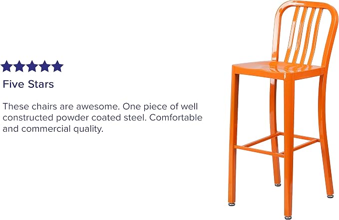Flash Furniture Gael Commercial Grade 2 Pack 30" High Orange Metal - Image 6