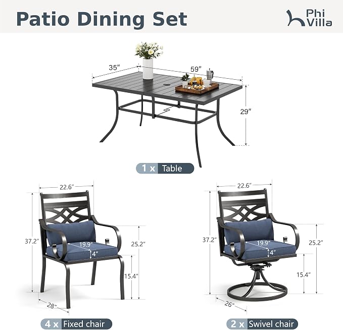 PHI VILLA 7 Pieces Outdoor Dining Set - Image 9