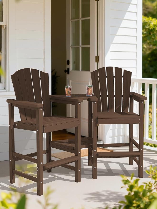KINGYES Tall Adirondack Chair Set of 4, HDPE Tall Adirondack Barstools - Image 3