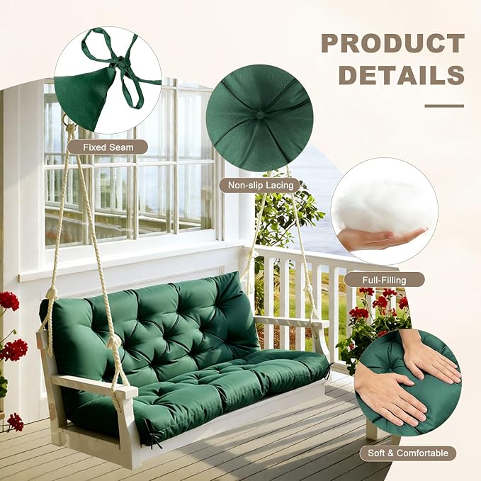 Porch Swing Cushion with Backrest, Waterproof Bench Cushion - Image 5