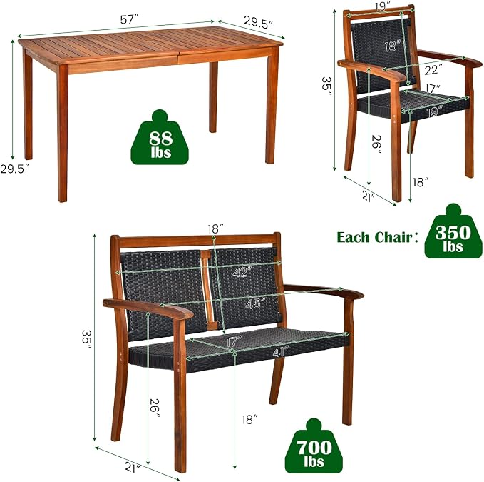 Tangkula 4 Pieces Patio Dining Set - Image 4