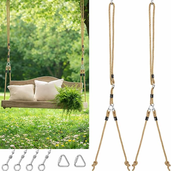 2 Pack Porch Swing Rope Kit Swing Bed Straps Holds 800 lbs Adjustable by Seenelling
