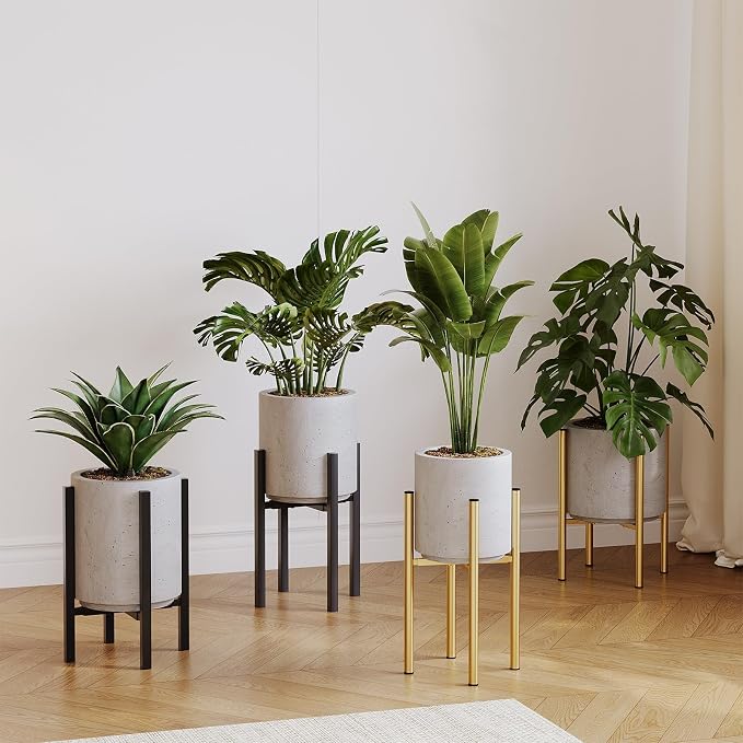 Adjustable Metal Plant Stand Indoor, Mid Century Modern Outdoor Planter Holder - Image 2