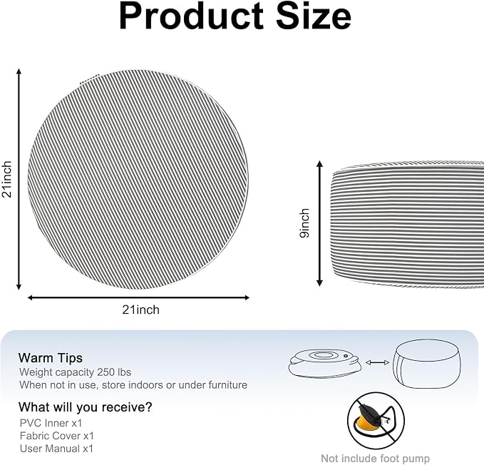 Inflatable Ottoman Stool D21 xH9 - Image 2