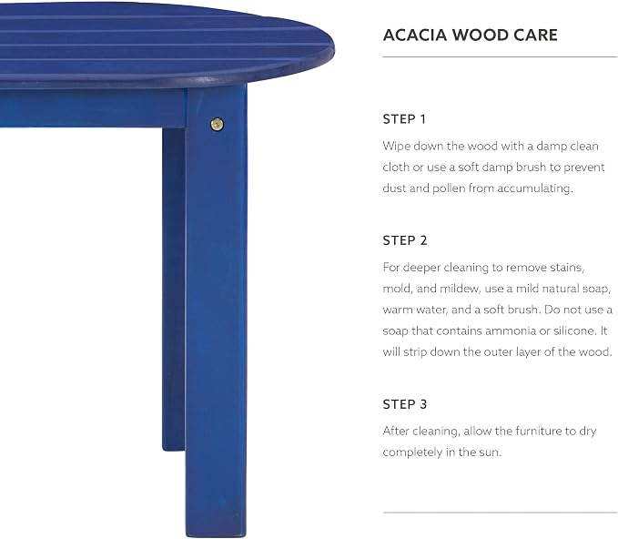 Linon Jayde Outdoor Blue Adirondack Coffee Table - Image 8
