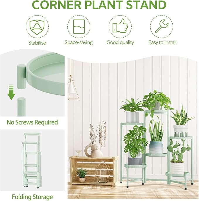 iDavosic.ly 6 Tier Large Plant Stand Indoor, 10 Inch Wide Tall Corner Metal - Image 5