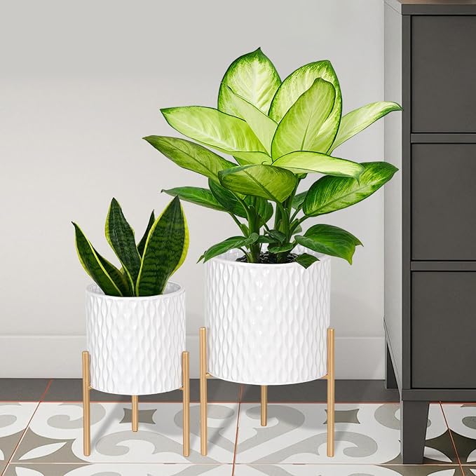 ARNIS Plants Pots with Stand, Unique Mid Century Decorative Metal Flower Pots by ARNIS